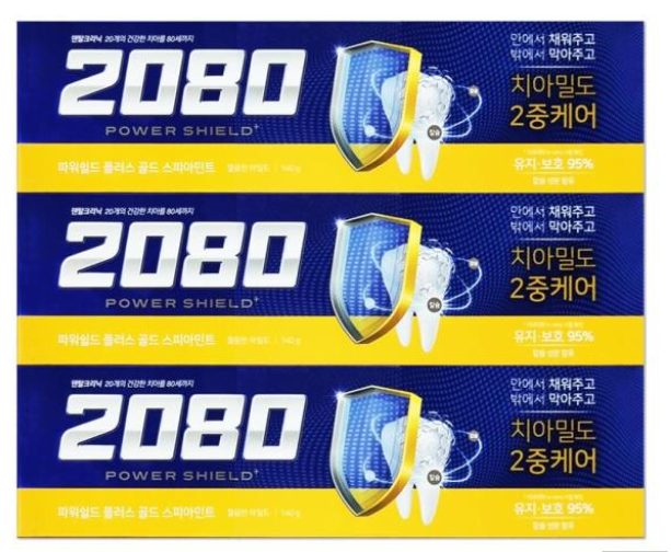 2080 파워쉴드플러스치약(골드) 140g*3입